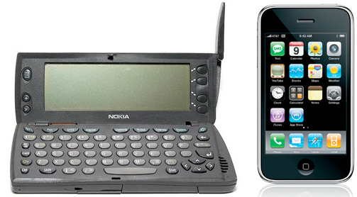 Early Nokia device compared to Apple iPhone