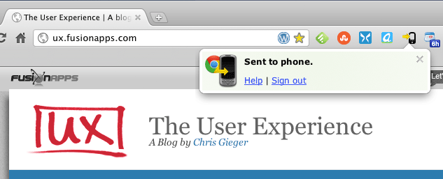 Google Chrome send to phone example