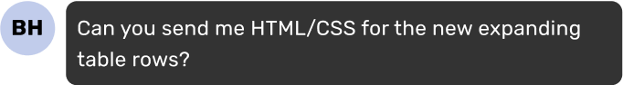 Message from developer: Can you send me HTML/CSS for the new expanding table rows?